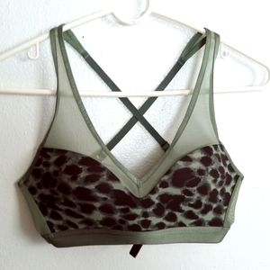 Victoria's  Secret Mesh Crossback Sports Bra Size 34C Animal Print Green